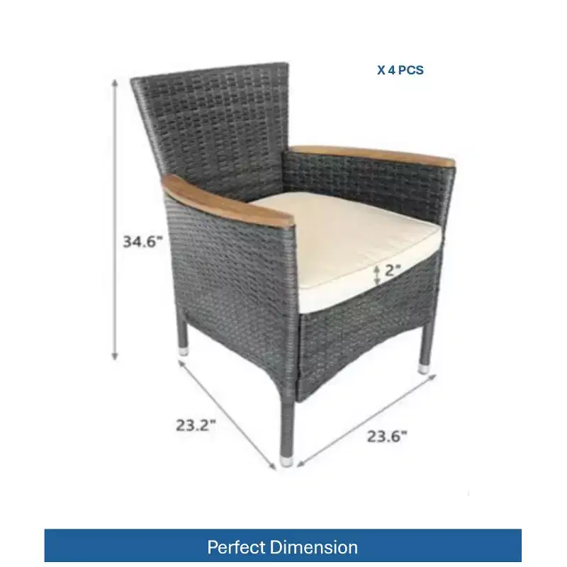 4-Piece All-Weather Rattan Patio Dining Chair