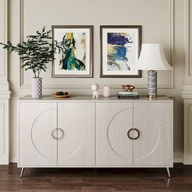 Modern Lacquered 4 Door Wooden Cabinet