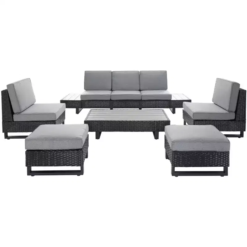 Dumont 6 Piece Living Set - Indoor/Outdoor - PAT7732 - Grey/Grey - Safavieh