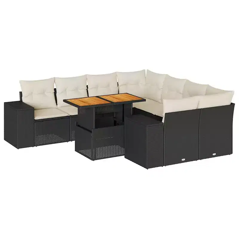 vidaXL Garden Sofa Set Black