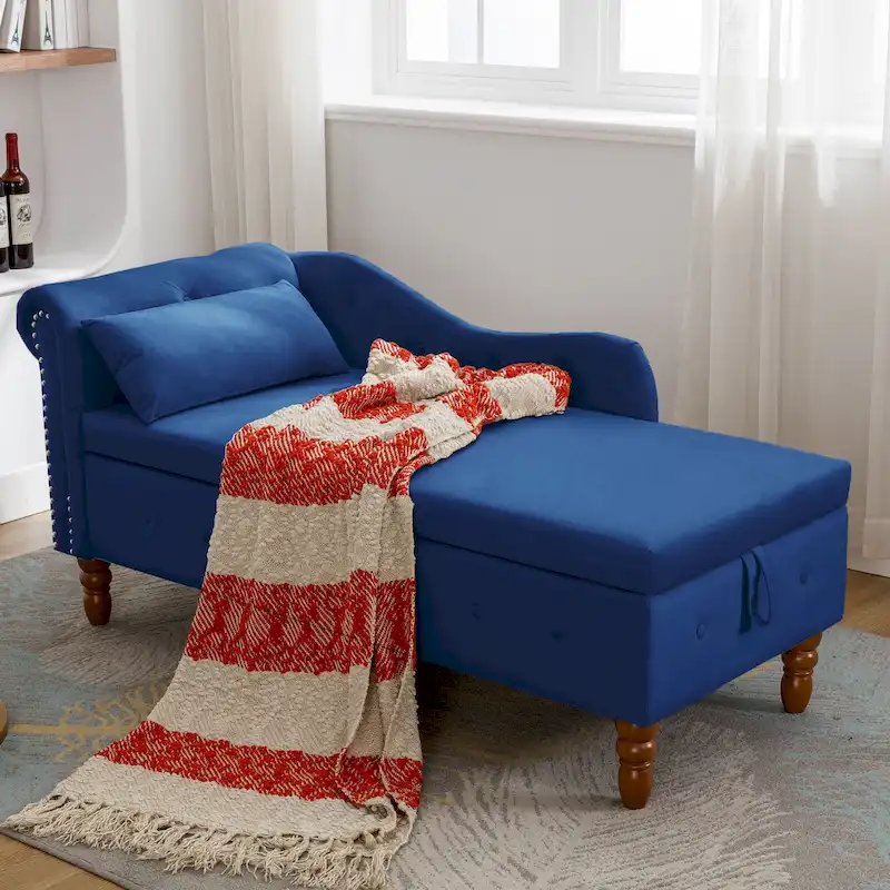 Velvet Chaise Lounge Indoor with Pillow
