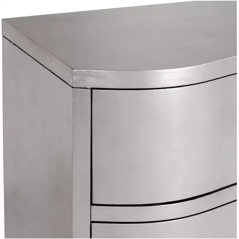 34 Wide 3-Drawer Champagne Silver Leaf Chest