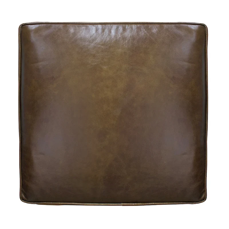 Amber Accent Chair, Handcrafted Slatted Mango Wood, Buffalo Leather Cushions, Angled Legs