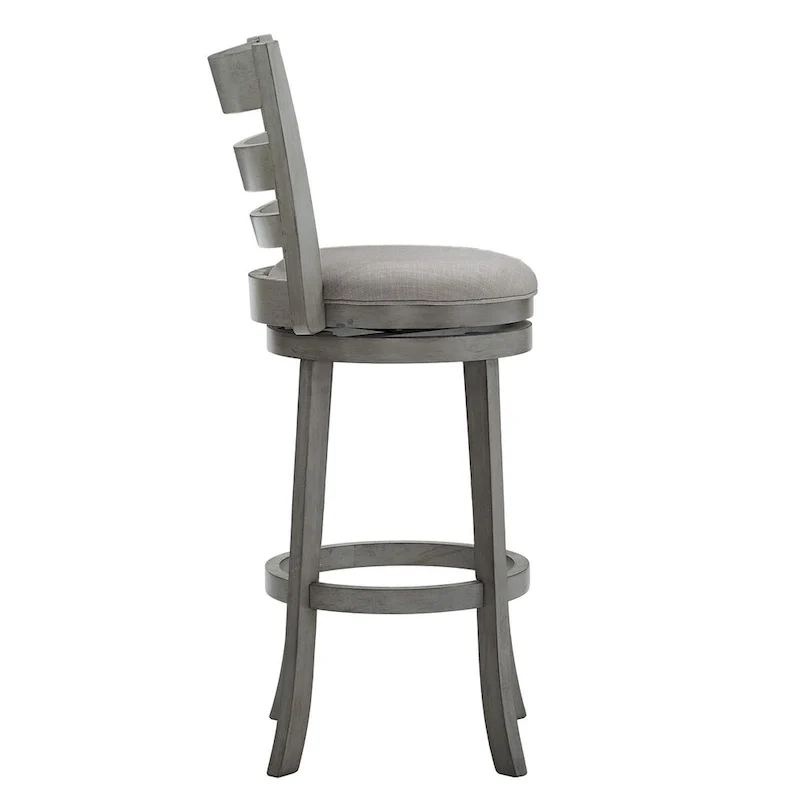 Antique Linen Ladder Back Swivel Bar Stool, Single Seat – Antique Grey / Antique White