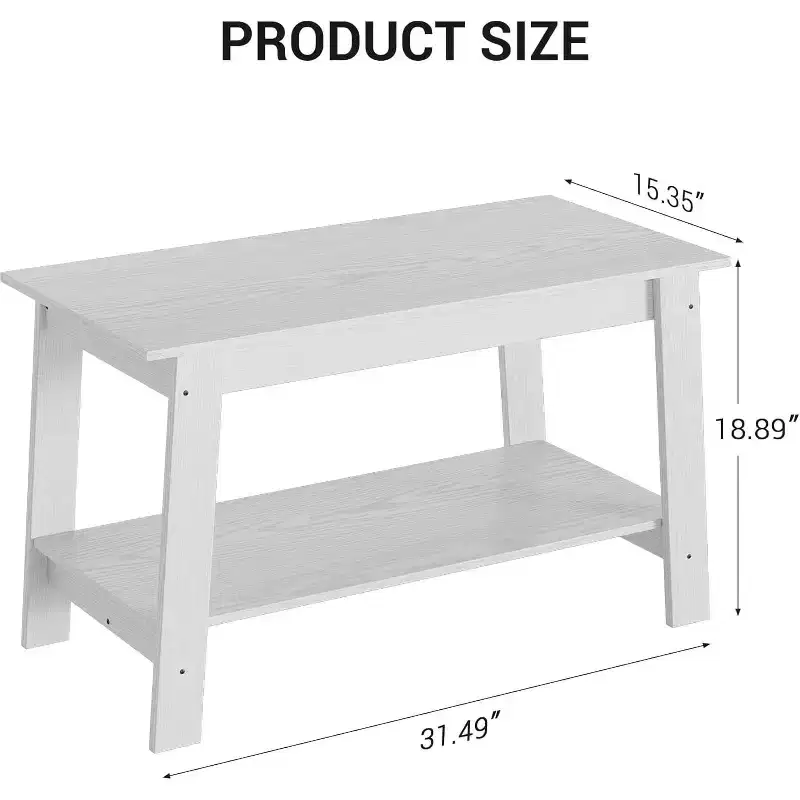31.5 Modern Industrial Farmhouse Coffee Table with 2-Tier Storage, Black Rectangular MDF Table, Compact Durable Living Room & Office Table