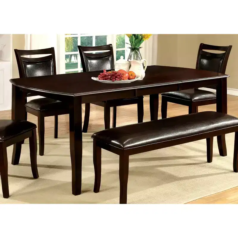 Burton Rounded Wooden Extendable Dining Table Espresso - miBasics: Seats 4-8, Transitional Style, Removable Leaf