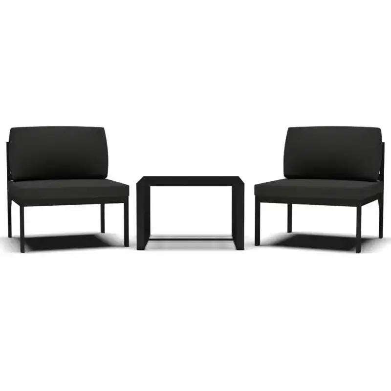 vidaXL 3 Piece Patio Sofa Set with Cushions Aluminum Anthracite