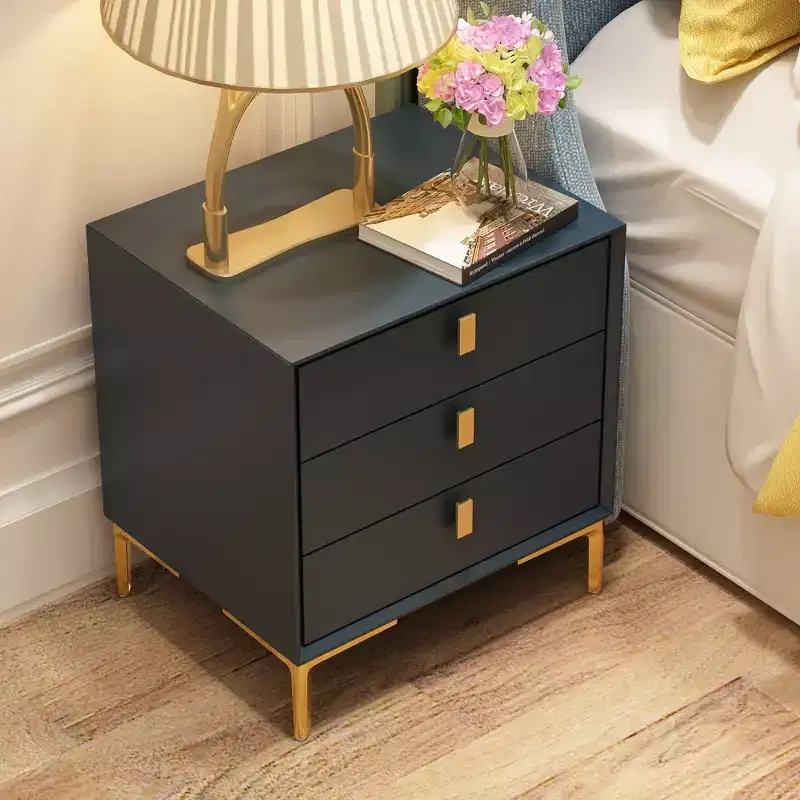 Hitow 3 Drawer Nightstand Metal Base Bedside Dresser