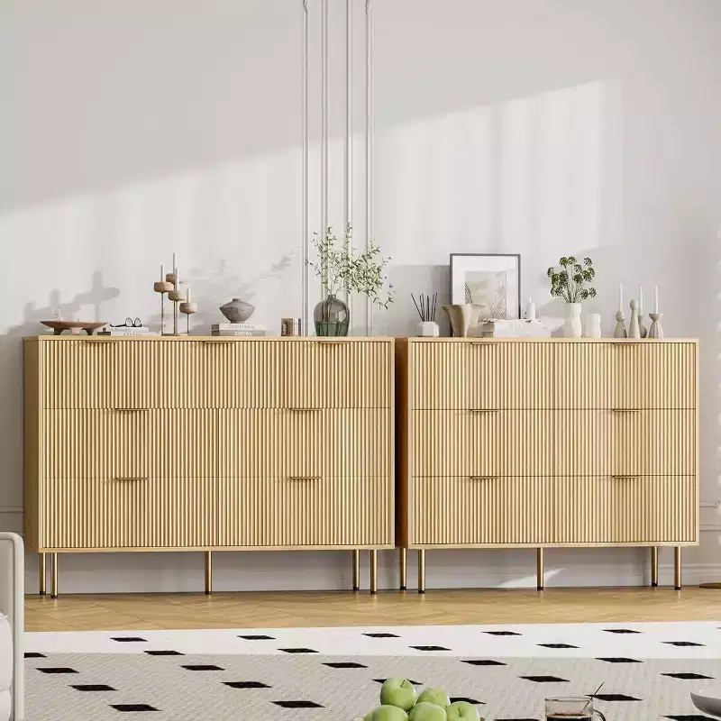7 Drawers Dresser for Bedroom, Fluted Dresser Chest of Drawers with Handle, Wood Modern Dressers for Closet,Bedroom Storage Organizer for Living Room