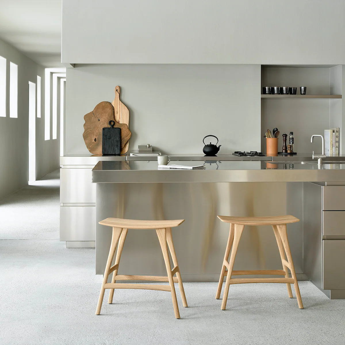 Modern Oak Oak Barstool with Backless for Kitchen