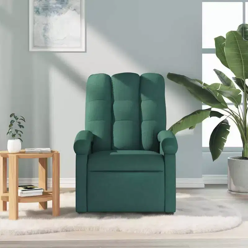 vidaXL Massage Recliner Chair, Adjustable Backrest/Footrest, Reclining Sofa - Dark Green