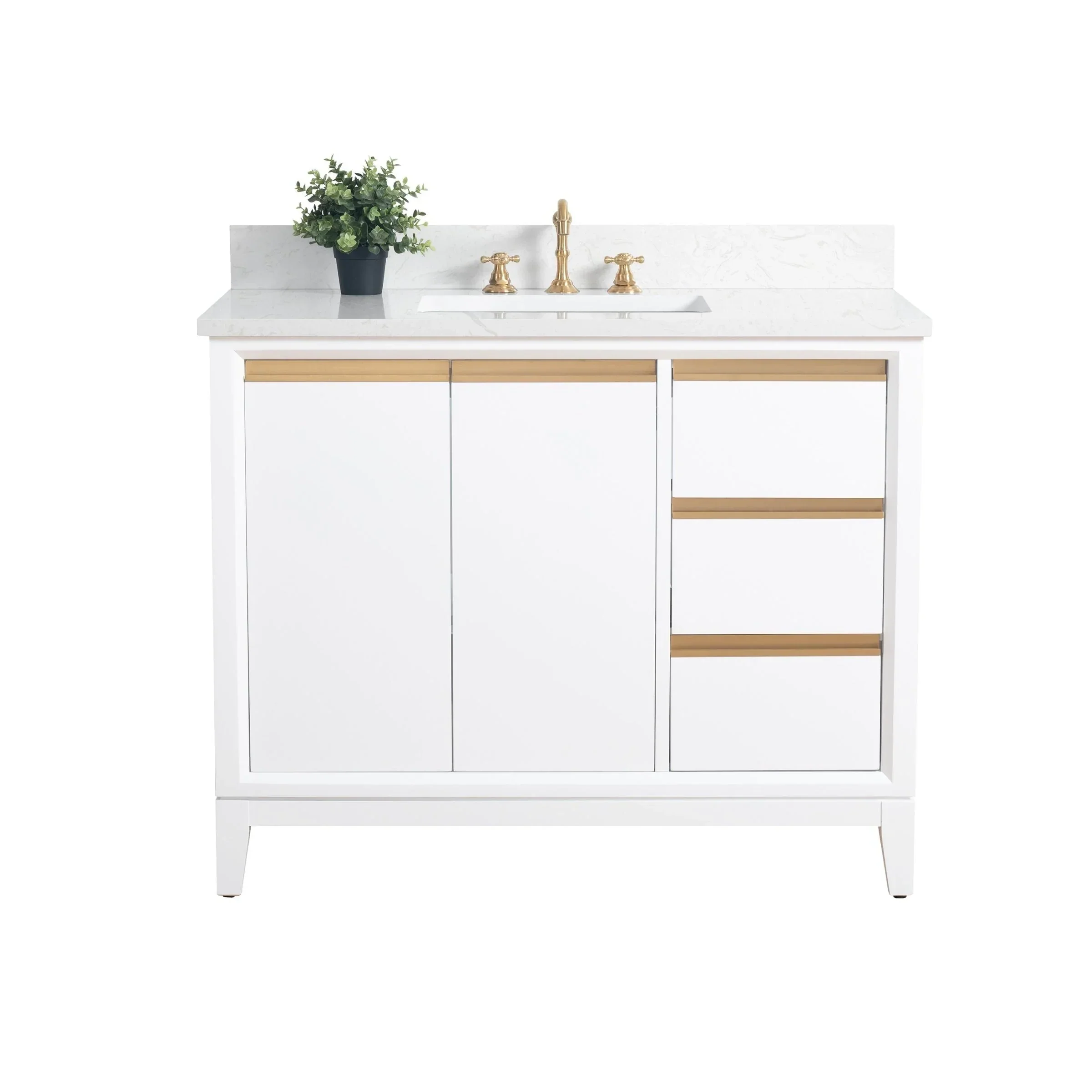 Vanity Art Bathroom Vanity with Ceramic Sink and Engineered Marble Top