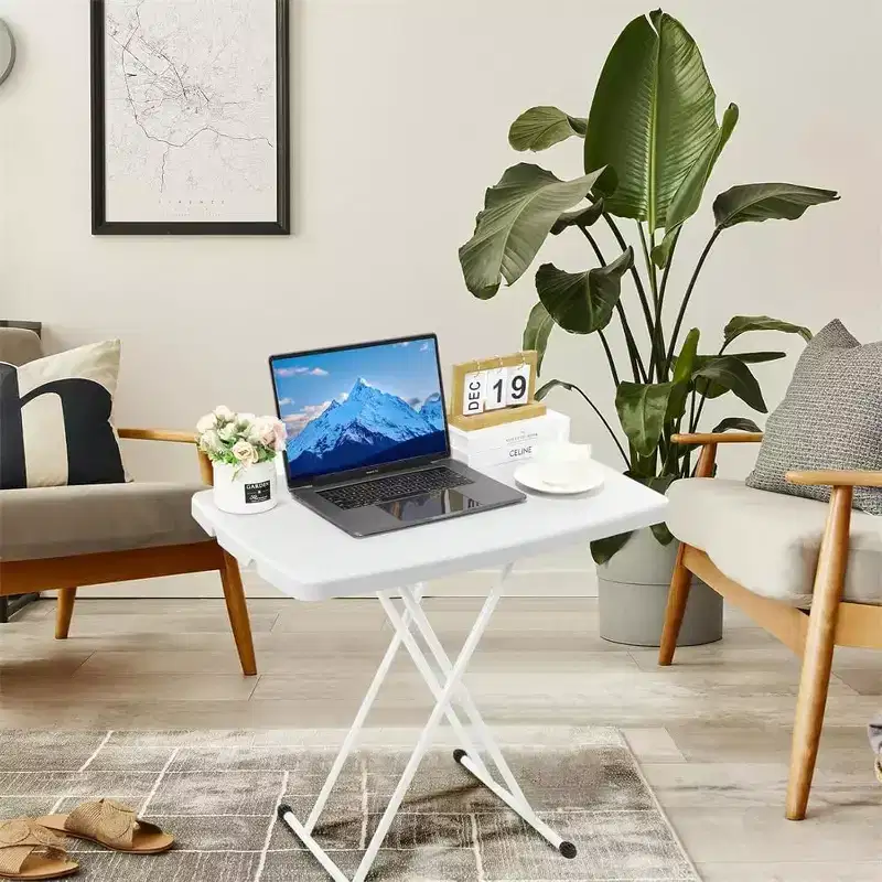 Height Adjustable Folding Table with Metal X-Frame