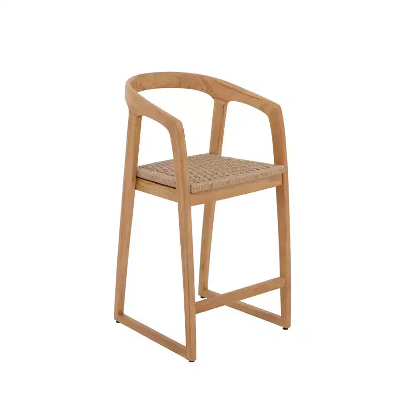Nordic Teak 30 Natural Indoor/Outdoor Bar Stool - Beige
