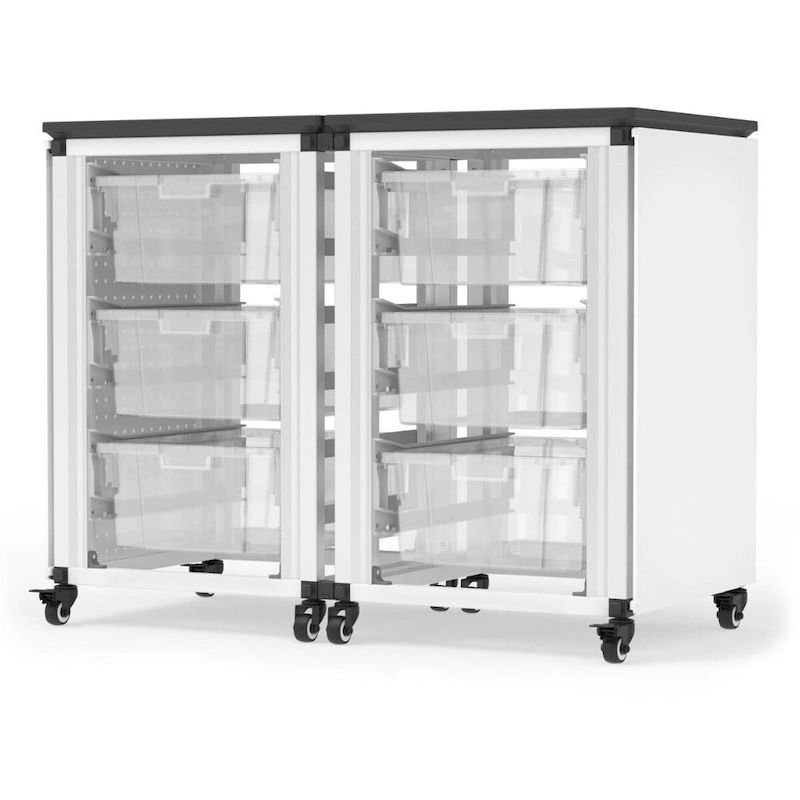 Modular Classroom Storage Cabinet - 2 side-by-side modules with 6 large bins - N/A