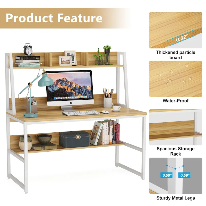 Computer Desk with Hutch and Bookshelf