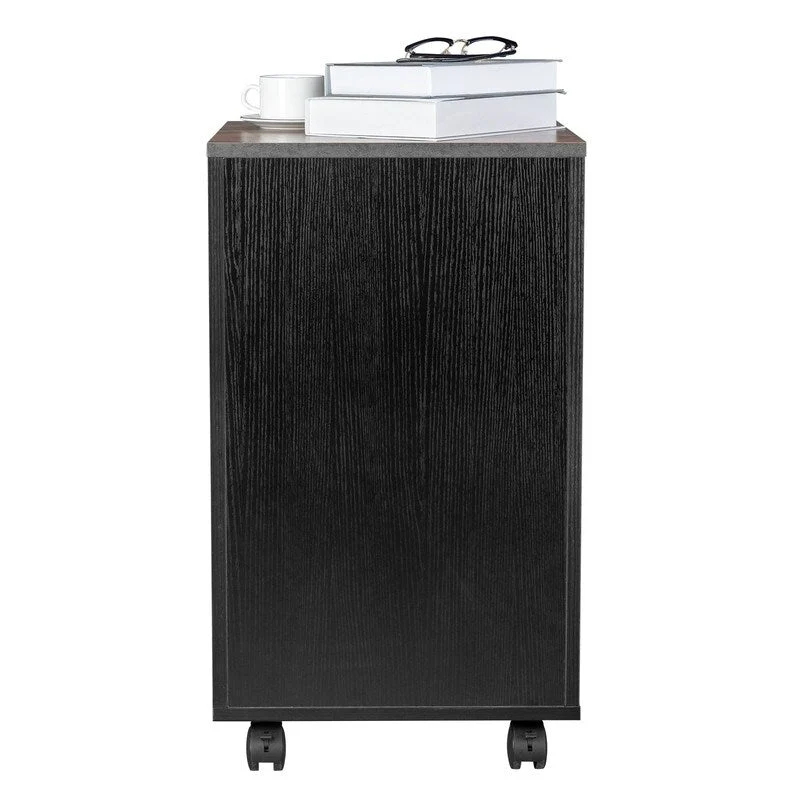 2-Drawer Rolling Wood File Cabinet with Lock