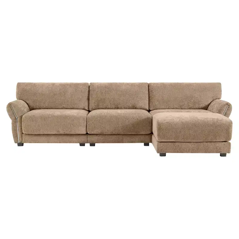 L-Shaped Sectional Sofa Set with Ottoman, 3-Seat Chenille Couch with Extra-Wide Seat and USB, 110