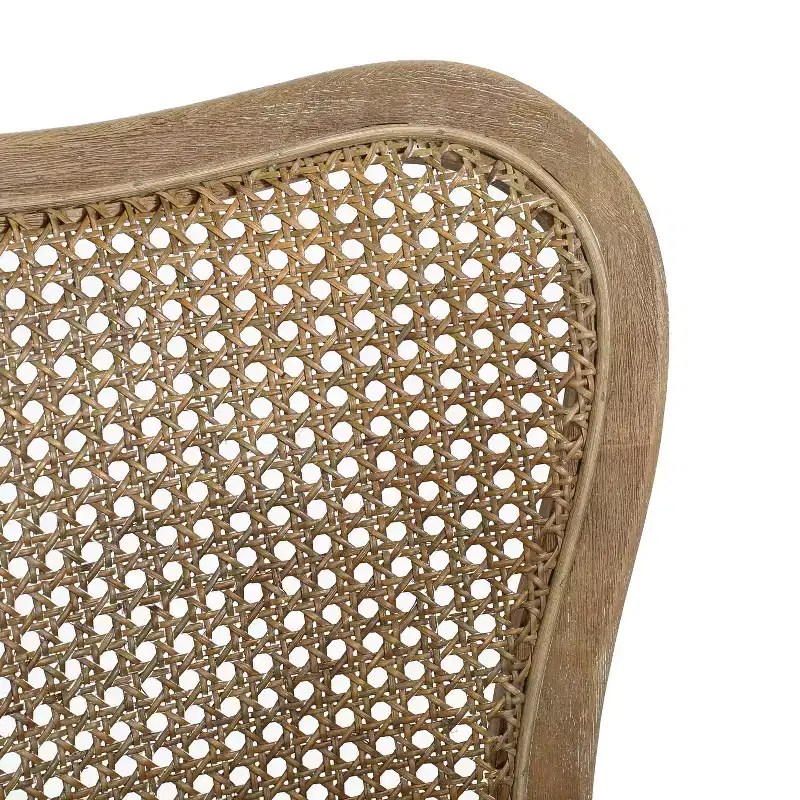 GDFStudio Wracy Upholstered 30 Rattan Back Rubber Wood Frame Barstool with Footrest, Light Brown