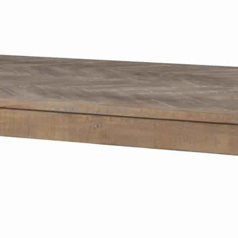 Rectangular Wooden Dining Table with Block Legs, Weathered Brown