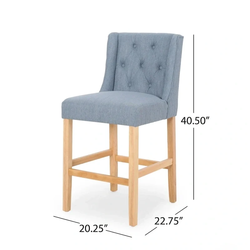 Landria Button-tufted Wingback Counter Stools (Set of 2) by Christopher Knight Home