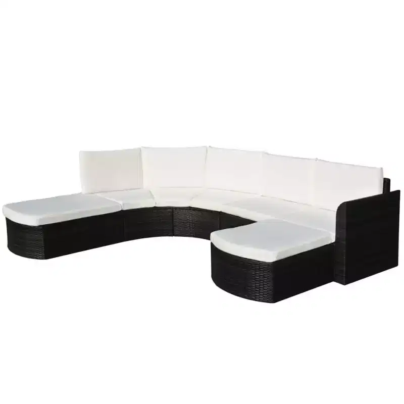 vidaXL Patio Furniture Set Sectional Couch Outdoor Sofa Poly Rattan