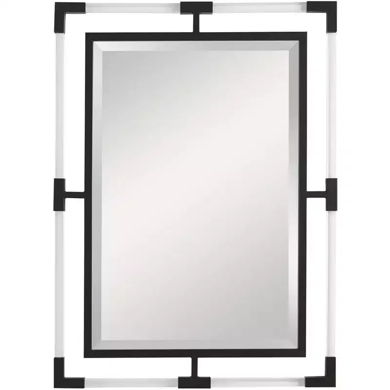 Uttermost Balkan Matte Black 28 x 38 Rectangular Wall Mirror
