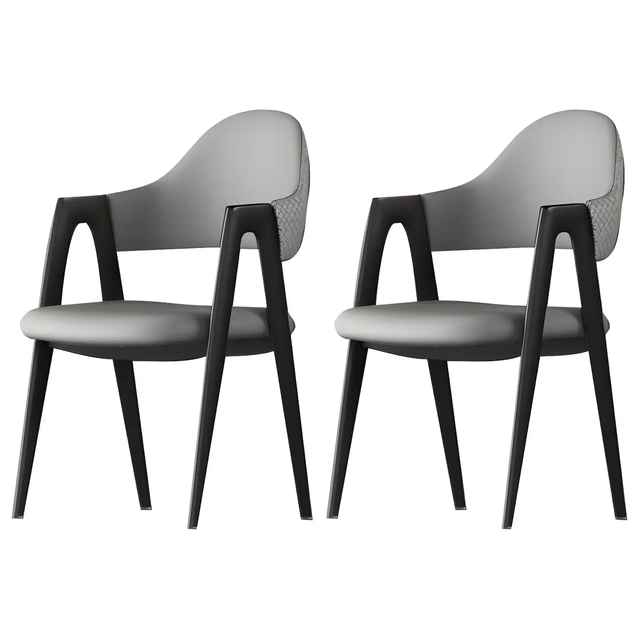 Modern Leather Curved Open Back Arm Dining Chair