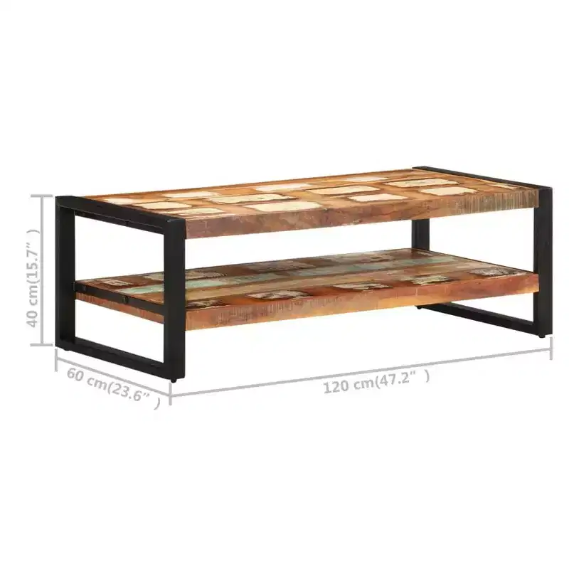 XL Coffee Table Mixed Solid reclaimed wood and powder-coated iron
