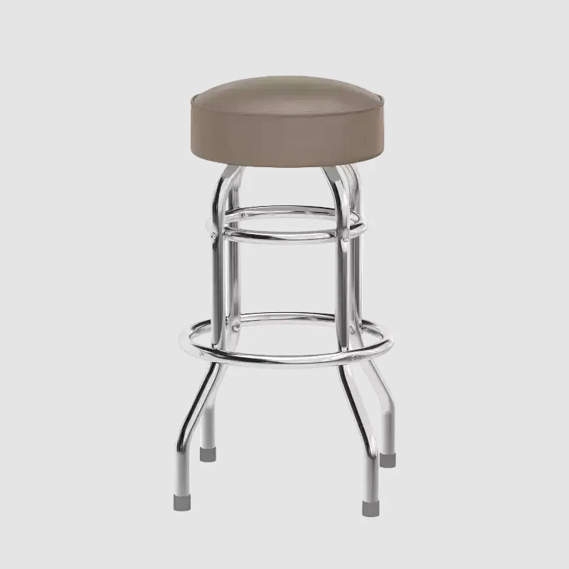 Retro Backless Double Ring Chrome Restaurant Dining Barstool