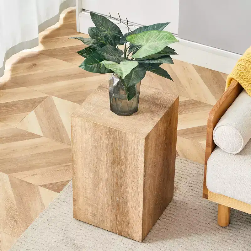 12 Light Wood Color MDF Coffee Table, Natural Texture Minimalist Multifunctional Accent Table for Living Room