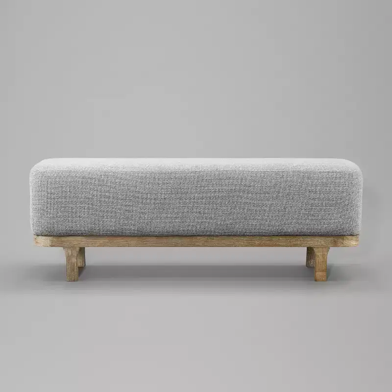 Art Leon End of Bed Bench, Modern Fabric Upholstered Bench, Entryway Bench Ottoman with Rubber Wood Legs for Bedroom Living Room Hallway