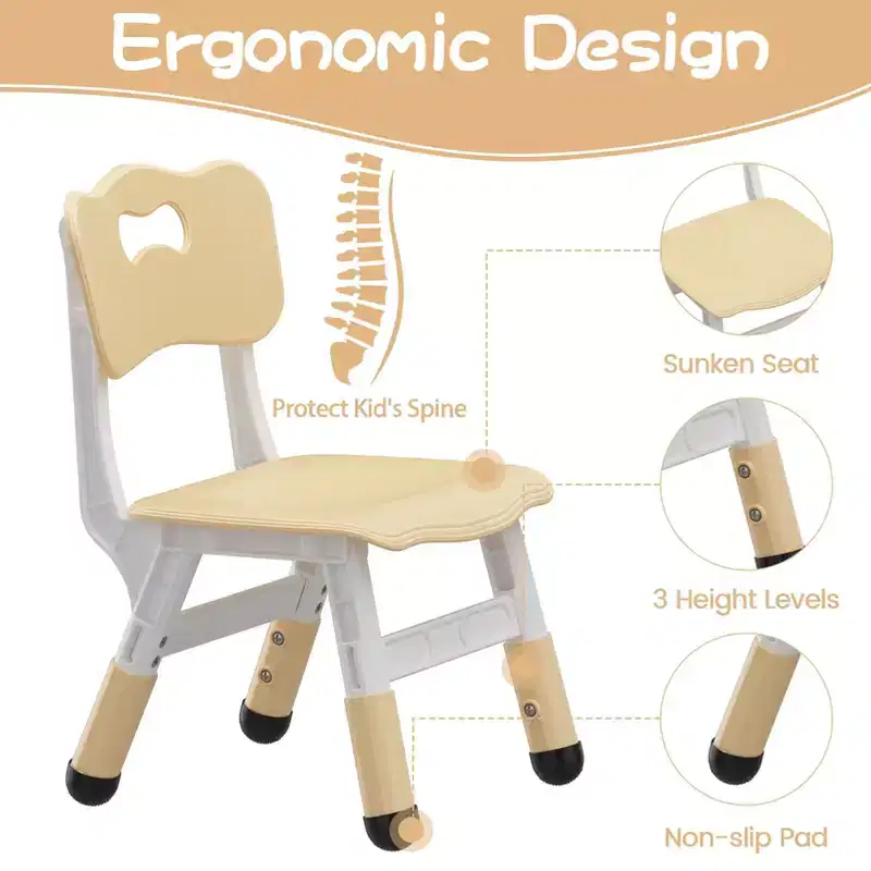 Kids Table and Chair Set, Children Activity Desk w/Easy Wipe Graffiti Desktop & Non-Slip Legs, Height Adjustable Toddler Table & 4 Chairs Set
