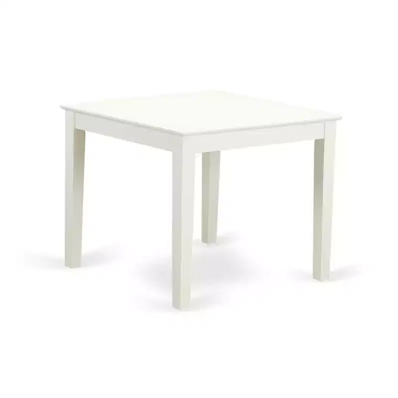 3-Piece Linen White Finish Square Solid Wood Top Dining Table