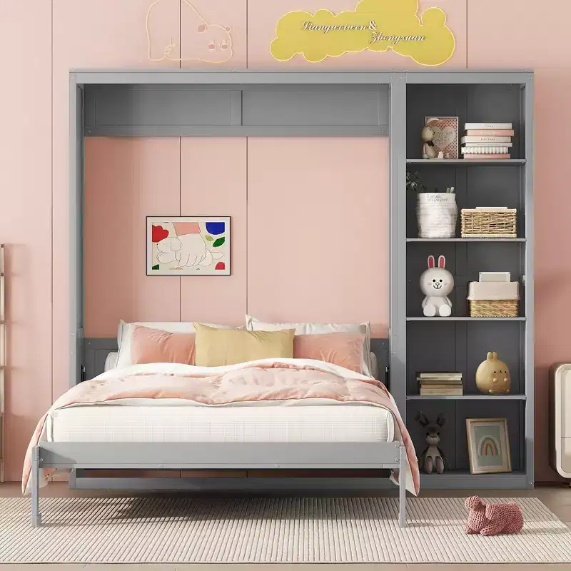 Whisen Murphy Bed Wall Bed with Shelves
