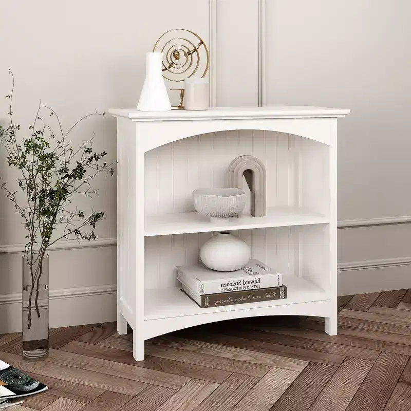 eHemco 2 Tier Storage Shelf Bookcase with 2 Arched Supports, 29 Inches Height