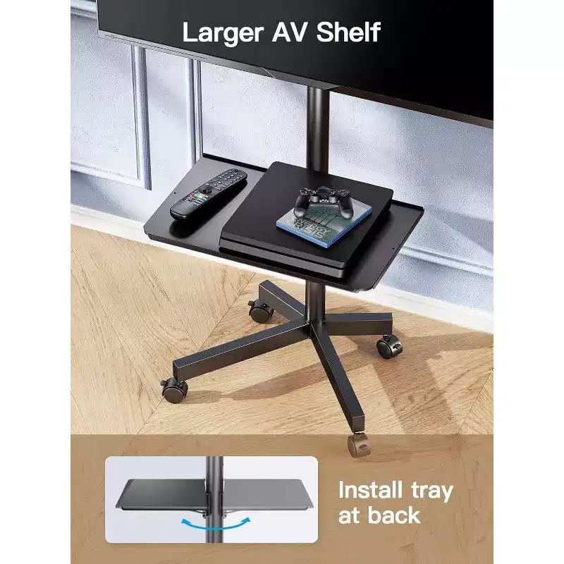 Mobile TV Cart with Wheels for 23-60 LCD/LED/OLED TVs, Height Adjustable Shelf, Holds Up to 99 lbs, Max VESA 400x400mm