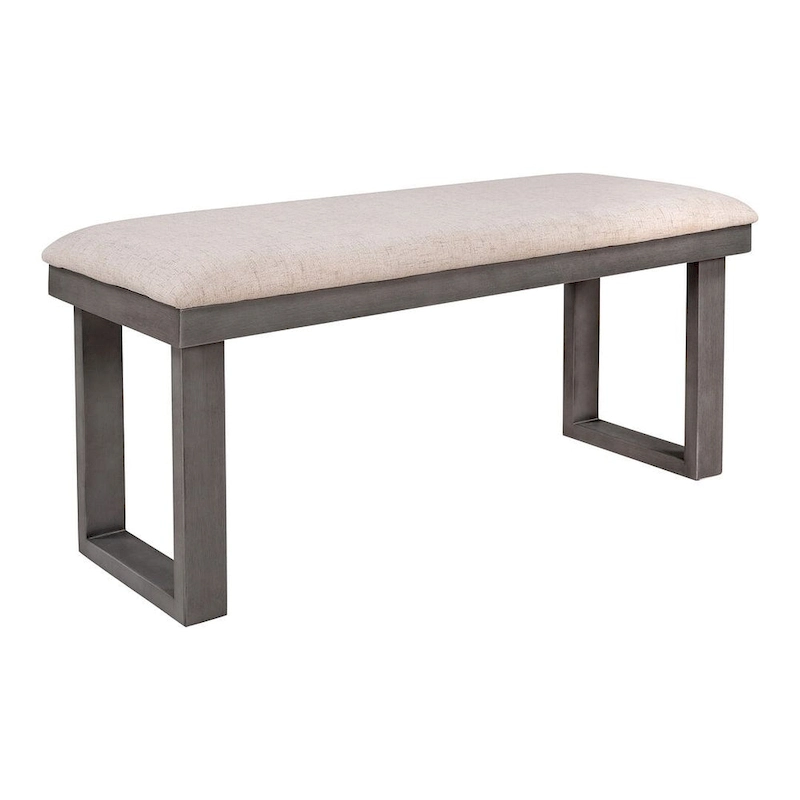 60 Rectangular Solid Wood Dining Table with 4 Upholstered Chairs and Bench