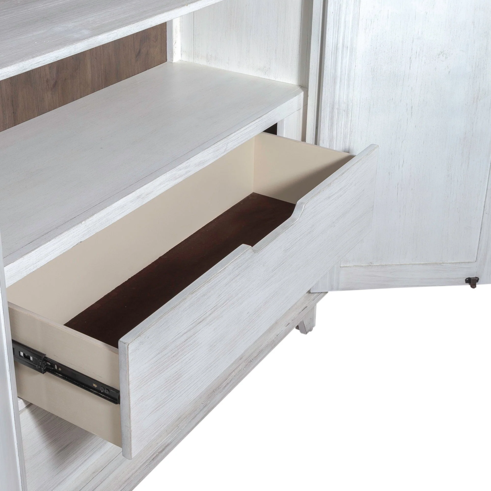 Armoire White & product Features Soft Closing Side Mounted Guides (45mm) French & English