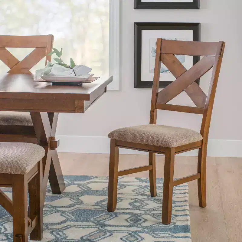 Set of 2 Jackson Wide X Back Fabric Side Chair Dark Hazelnut - Powell