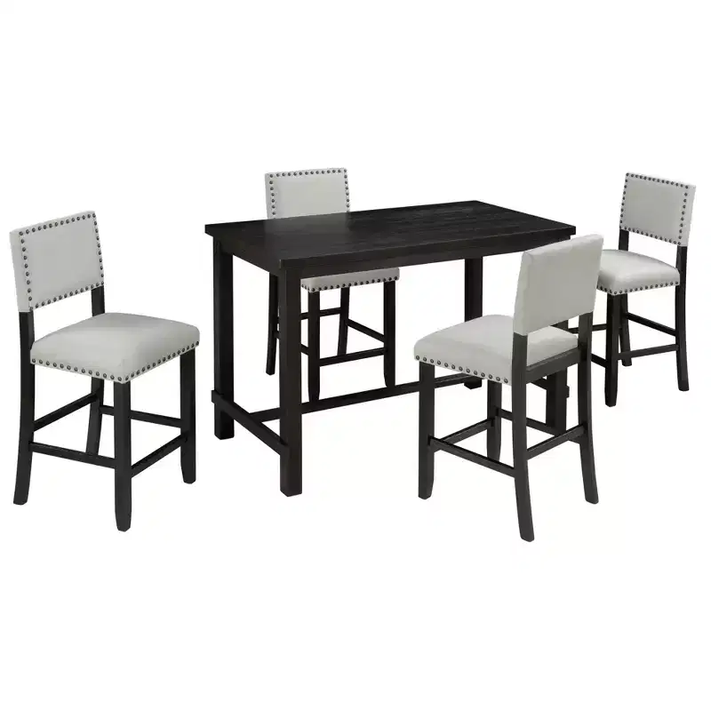 Whisen 5-Piece Counter Height Dining Set with Classic Elegant Table and 4 Chairs