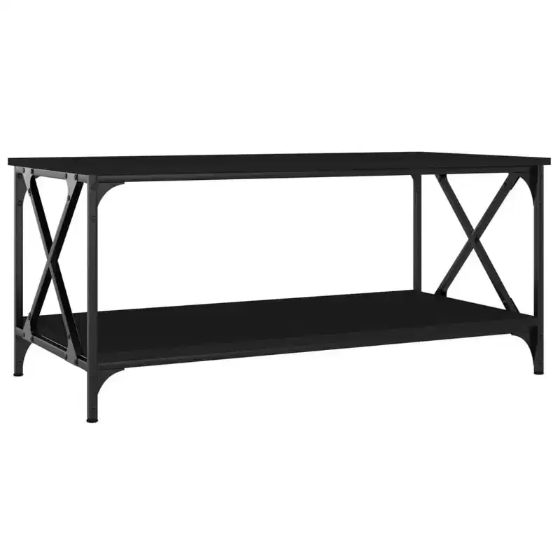 vidaXL Coffee Table Black Engineered Wood 39.4x19.7x17.7 in