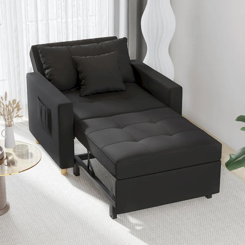 Adjustable Sleeper Chair Bed, 3-in-1 Convertible, Multiple Colors, Fits 1 Person