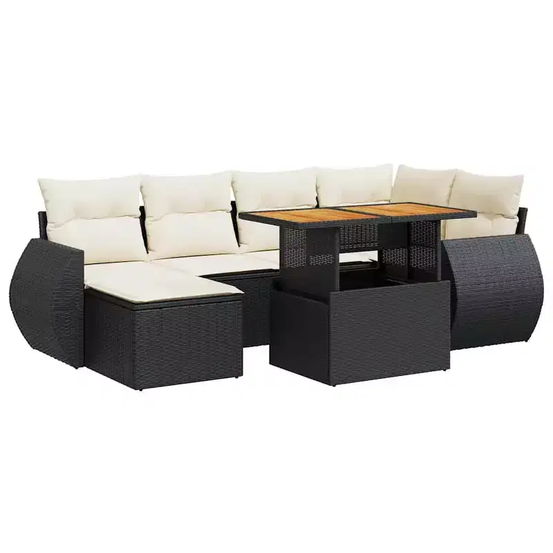 vidaXL Garden Sofa Set PE rattan 7-piece set Adjustable Armrests