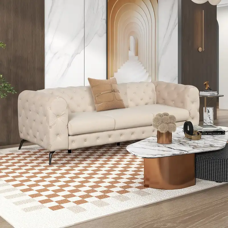 Velvet 3-Piece Sofa Sets(Three Seat Sofa/Loveseat and Single Chair)