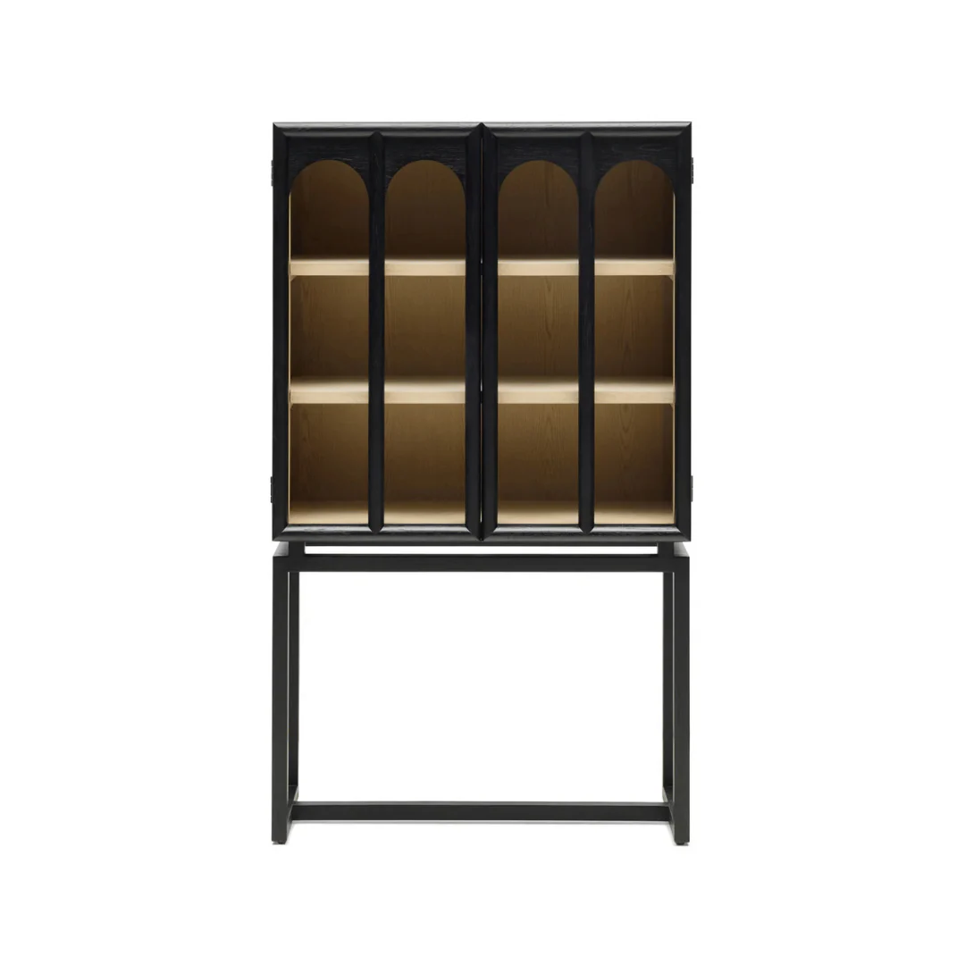 Modern Black Oak Storage Cabinet with Storage for Office