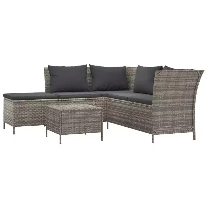 vidaXL Patio Lounge Set with Cushions Poly Rattan Sofa 3/4 Piece