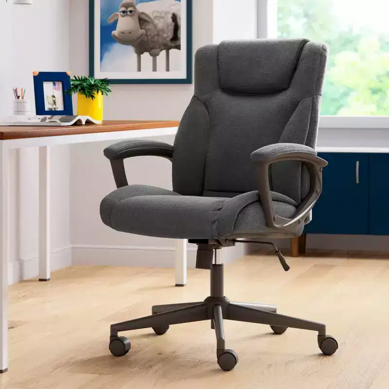 Executive Office Chair, Midnight Black Microfiber, Adjustable Height, 275 lbs Capacity