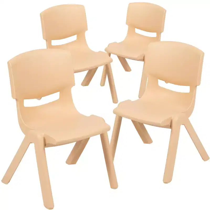 Emma and Oliver 4 Pack Plastic Stack School Chair with 12 Seat Height - Kids Chair