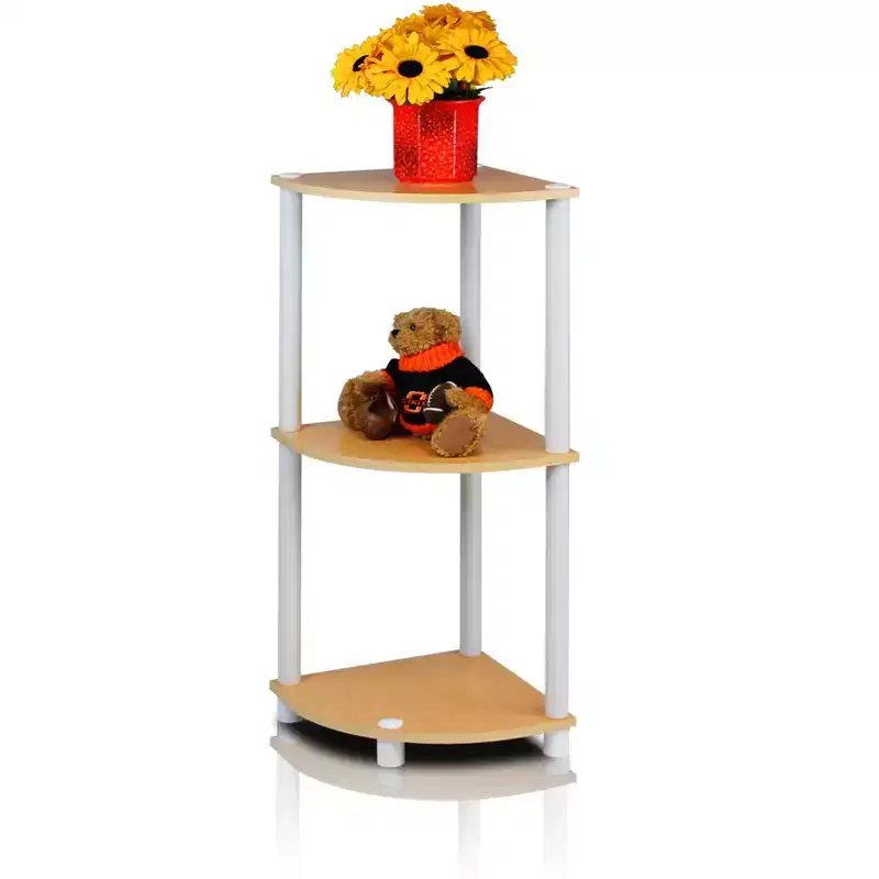Furinno 3-Tier Corner Display Rack Multipurpose Shelving Unit Industrial Ladder Bookcase
